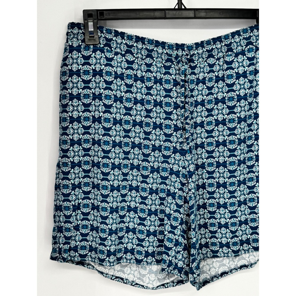 J. Jill Shorts Womens Medium Blue Excellent Elastic Waist Rayon Medallion Print - Picture 2 of 13